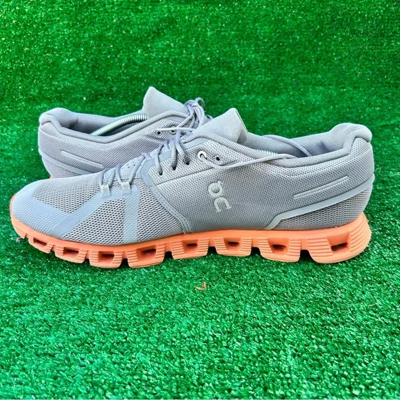 On Running Gray and Orange Athletic Shoes - Picture 6 of 9